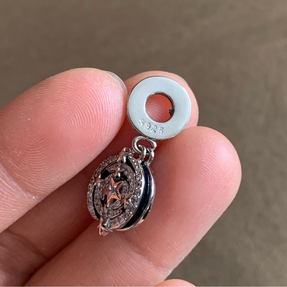 NWOT Two-tone Shooting Star Double Dangle Charm Pendant Sterling Silver 925 - Picture 13 of 16